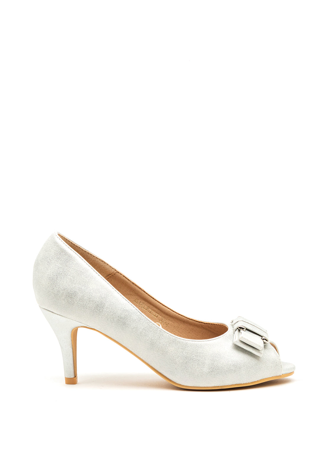 Sorento Marlfield Bow Peep Toe Heeled Shoes, Silver