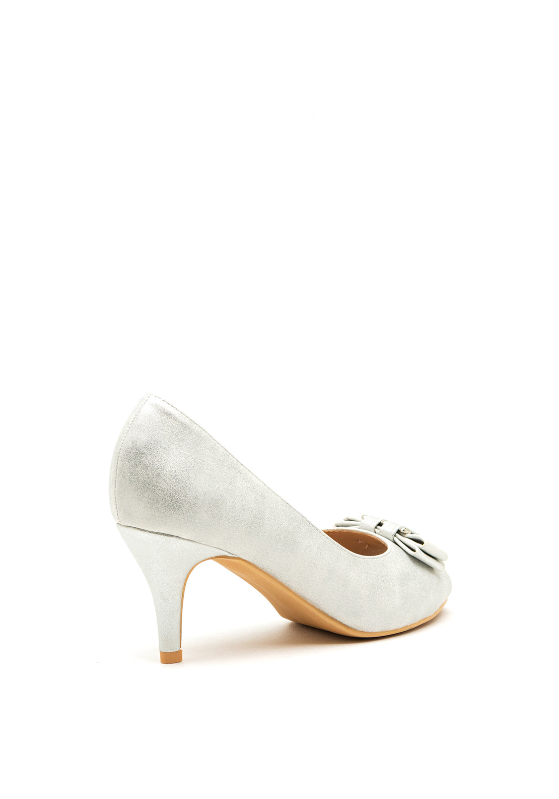Sorento Marlfield Bow Peep Toe Heeled Shoes, Silver