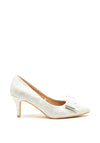 Sorento Sandbrook Bow Pointed Toe Court Shoes, Silver