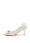 Sorento Sandbrook Bow Pointed Toe Court Shoes, Silver
