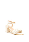 Sorento Pleated Strap Block Heel Sandals, White