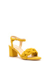 Sorento Pleated Strap Block Heel Sandals, Mustard