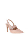 Sorento Heskin Metallic Buckle Pointed Toe Heel Shoe, Pink Frosted