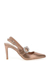 Sorento Heskin Metallic Buckle Pointed Toe Heel Shoe, Rose Frosted