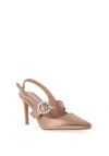 Sorento Heskin Metallic Buckle Pointed Toe Heel Shoe, Rose Frosted