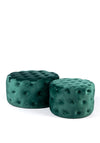 South Row Taylor Small Round Velvet Pouffe, Green