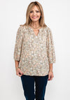Soyaconcept Floral Notch Neck Top, Beige Multi
