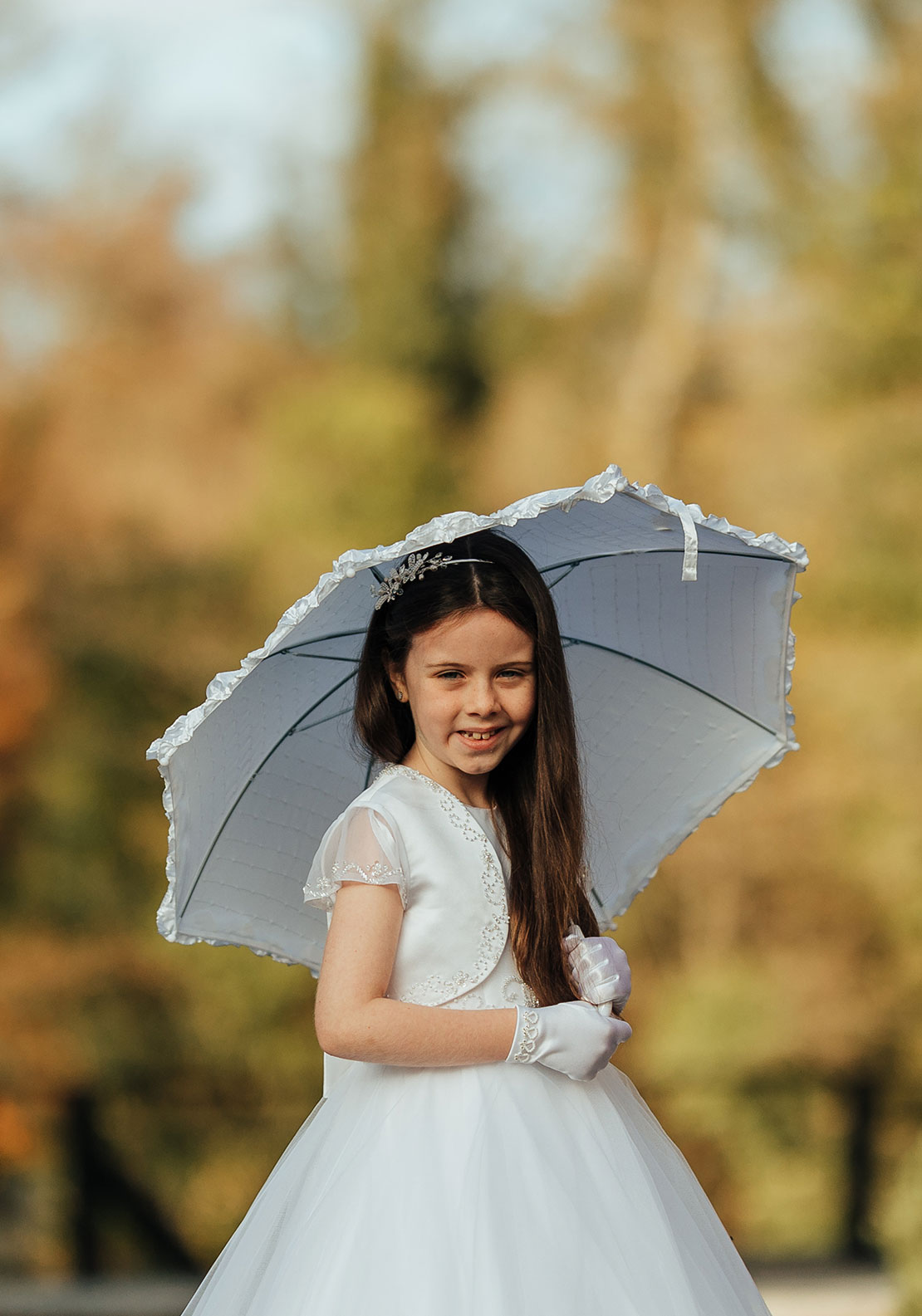 Special Day Beaded Bodice Communion Dress & Bolero, White