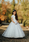 Special Day Beaded Bodice Communion Dress & Bolero, White