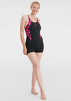 Speedo Hyperboom Splice Leg Swimsuit, Black and Pink