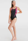 Speedo Hyberboom Splice Muscleback Swimsuit, Black and Pink