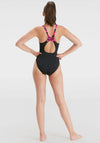 Speedo Hyberboom Splice Muscleback Swimsuit, Black and Pink
