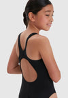 Speedo Girls Placement Muscleback Swimsuit, Black Multi