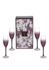 Spode Kingsley Set of 4 Champagne Flutes, Plum