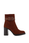 Sprox Faux Suede Buckle Strap Block Heel Boots, Brown