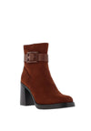 Sprox Faux Suede Buckle Strap Block Heel Boots, Brown
