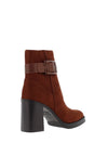 Sprox Faux Suede Buckle Strap Block Heel Boots, Brown