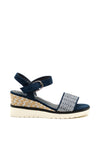 Sprox Woven Strap Espadrille Wedge Sandals, Navy