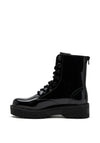 Sprox Patent Lug Sole Rear Zip Boot, Black