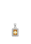 Sterling Silver Collection Yellow CZ Pendant Necklace, Silver