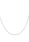 Sterling Silver Plain Small Beaded Necklace, Silver