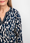 Street One Leopard Print Elastic Trim Blouse, Deep Blue