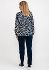 Street One Leopard Print Elastic Trim Blouse, Deep Blue