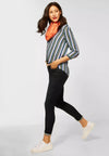 Street One Striped Half Button Blouse, Washed Olives