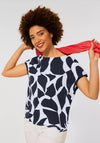 Street One Mixed Side Print Top, Dark Vintage Blue