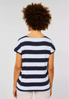 Street One Mixed Side Print Top, Dark Vintage Blue