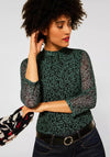 Street One Printed Mesh Top, Bright Olive