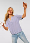Street One Notch Neck Striped Blouse, Original Blue