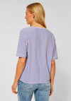 Street One Notch Neck Striped Blouse, Original Blue