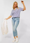 Street One Notch Neck Striped Blouse, Original Blue