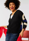Street One Hooded Short Knit Cardigan, Black Multi