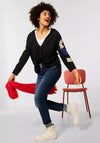 Street One Hooded Short Knit Cardigan, Black Multi