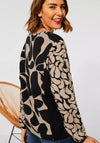 Street One Contrast Colour Print Top, Black & Beige