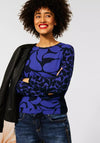Street One Contrast Colour Print Top, Blue & Black