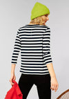 Street One Striped Long Sleeve Top, Navy & White