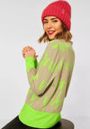 Street One Neon Text Print Pullover, Apple Green & Beige