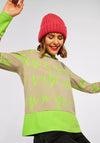 Street One Neon Text Print Pullover, Apple Green & Beige