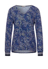 Street One Petal Print V Neck Top, Navy Multi
