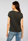 Street One V Neck Jersey Back Top, Full Olive
