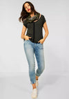 Street One V Neck Jersey Back Top, Full Olive