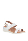Strive Lucia Leather Metallic Buckle Sandals, Silver