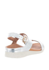 Strive Lucia Leather Metallic Buckle Sandals, Silver