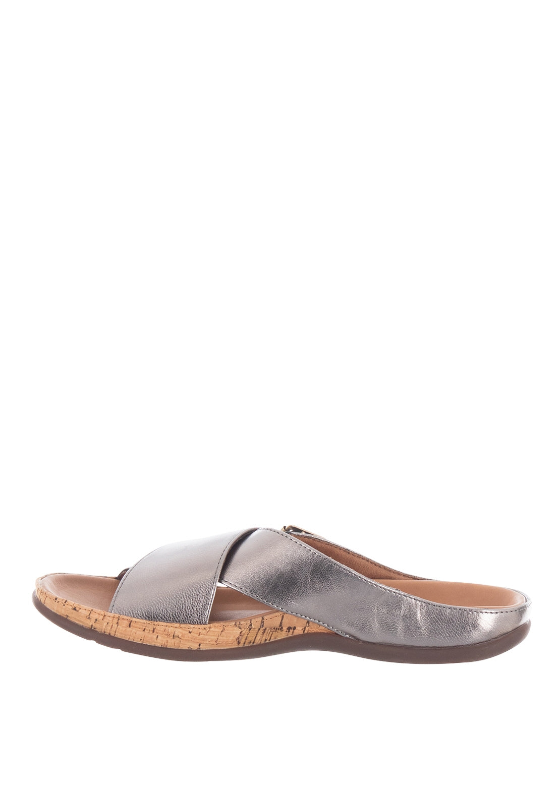 Strive Maria Leather Buckle Sandals, Pewter