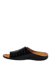 Strive Java Leather Croc Print Sandals, Black