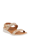 Strive Lucia Leather Metallic Buckle Sandals, Gold