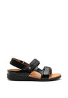 Strive Aruba Leather Velcro Strap Sandals, Black